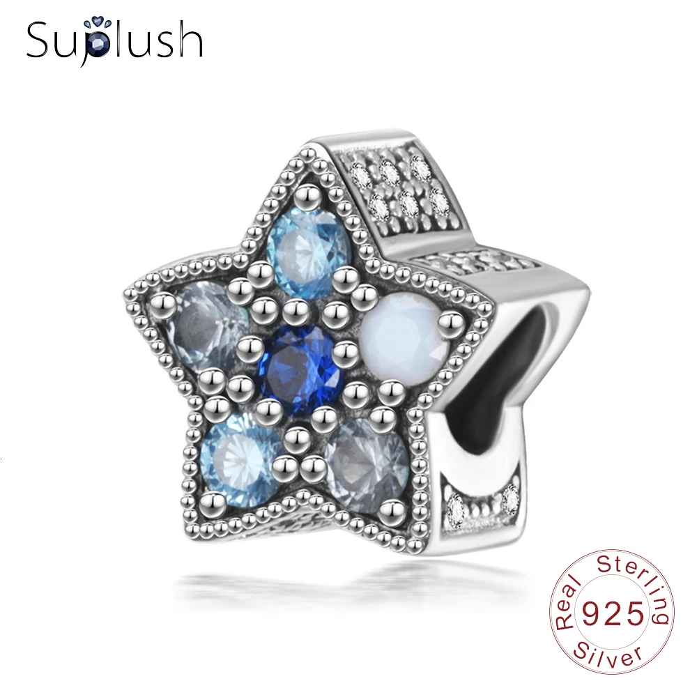 

Suplush Authentic 925 Silver DIY Jewelry Bright Star Charms Multi-Colored Crystals Beads fit Original Brand Charm Bracelet