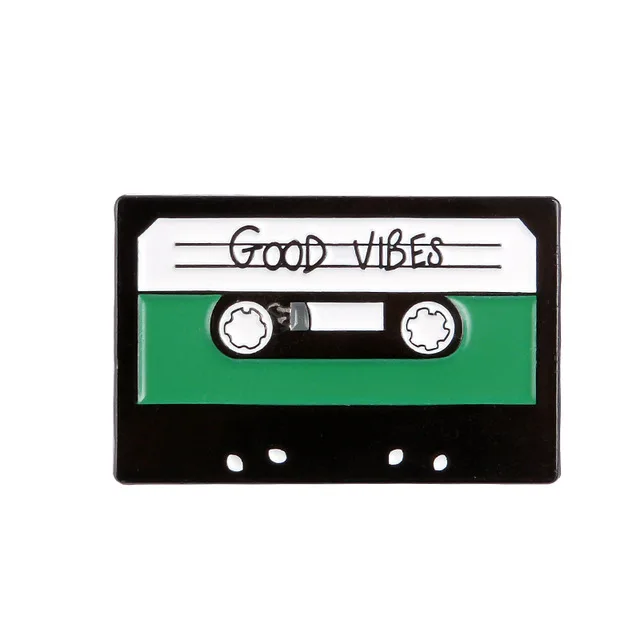 4 style Magnetic tape Enamel Brooch Good vibes Sad songs Lapel Pin Badge jewelry gift For friends who like listening to music - Окраска металла: Style 4