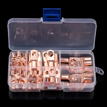 

60PCS Electrical Wire Ring Connectors SC Bare Copper Tube Lug Battery Cable Crimp/soldered Terminals Assortment Kit