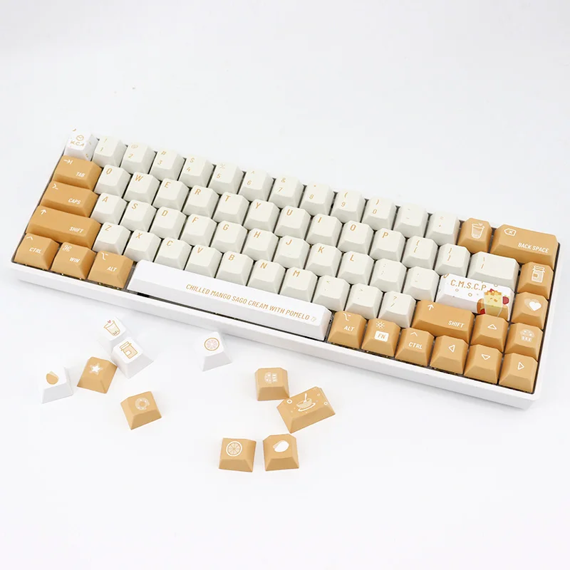 Gmk Yangzhi Ganlu Refrigerado Manga Sago Creme Pomelo Tema Keycap Pbt Tintura Sublimação Teclado Mecânico Chave Boné Perfil Cereja - Imagem 6