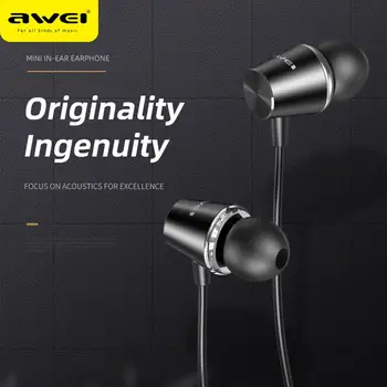 

AWEI PC-2 Original Wired Earphones Mini in Ear Stereo Sound 3.5mm Phone Earbuds with 1.2m Cable