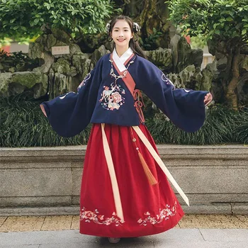 

Linglu Improved Embroidery Hanfu For Women Clothes Traditional Stage Wear Folk Dress Festival Outfit Adult Party Cosplay Costume