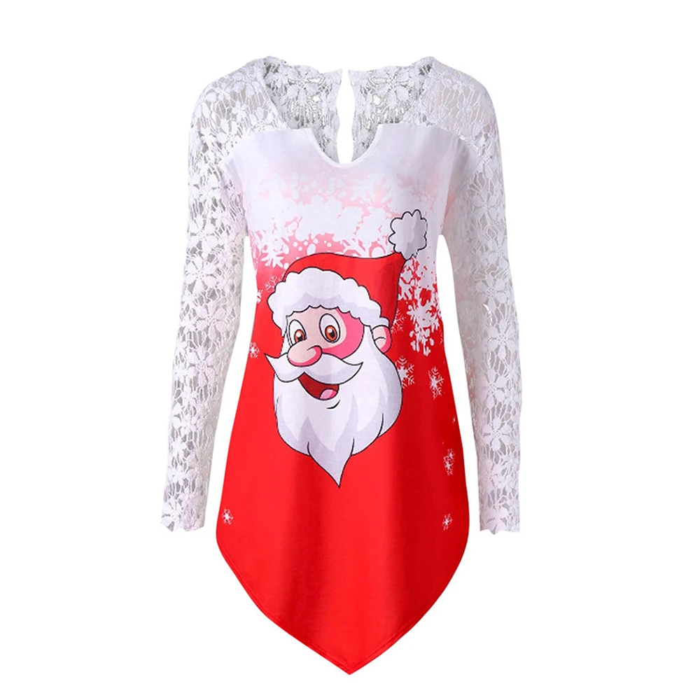 Женское рождественское Кружевное платье-рубашка большого размера с принтом