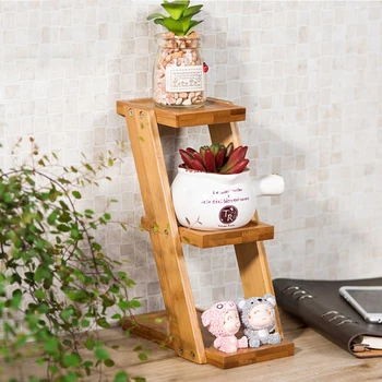 

3-Tier Square Bamboo Tray Stand Succulent Cactus Flower Plant Pot Planter Holder