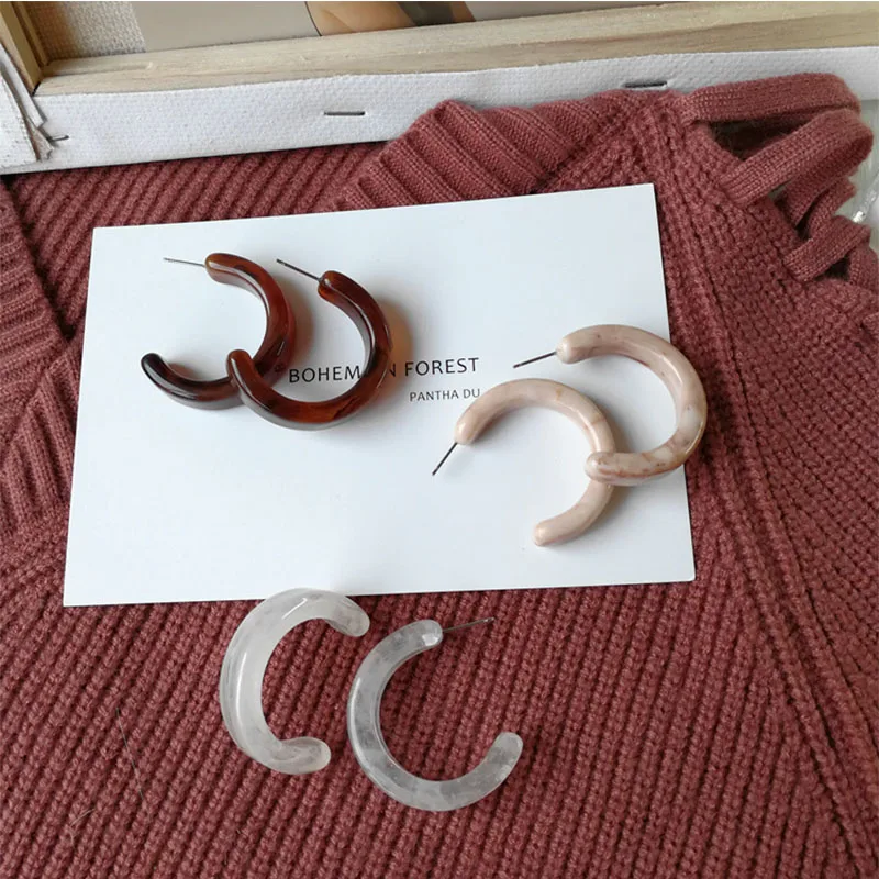 Винтажные геометрические акриловые смолы маленькие серьги модные подвески Бохо