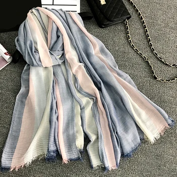 

2020 New Spring Solid Silk Scarf For Women/Ladies Gradient Long Soft Bandana Wraps And Shawls Plus Sizes Beach Female Foulard