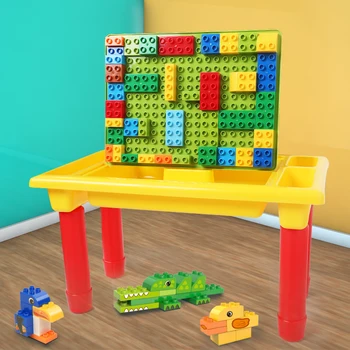 

Classic DIY Building Blocks Table Activity Desk Study Table Educational Mutilfunction Desk Kids STEM Learning Toys For Children