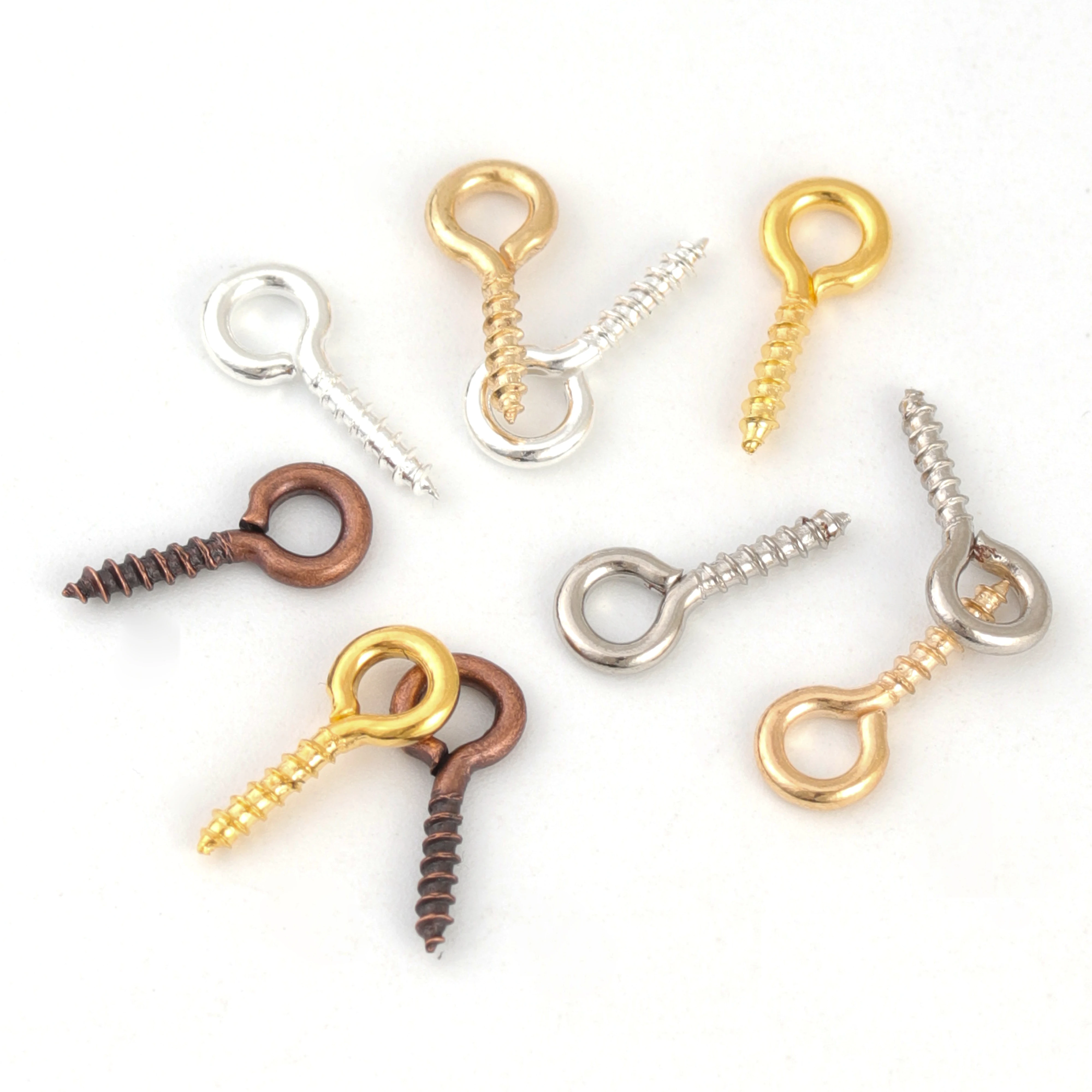 

200pcs 6 Colors Small Tiny Eye Pins Eyepins Hooks Eyelets Screw Threaded Clasps Hooks Jewelry Findings For DIY Making