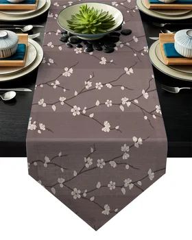 

Plum Stripes Repeating Branch Flowers Table Runner Table Flag Home Party Decorative Tablecloth Table Runners for Wedding