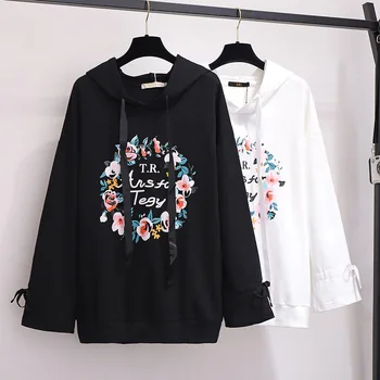 

300 kg large size women's fat mm2019 early autumn new hooded hooded Slim sweatershirts hoodie