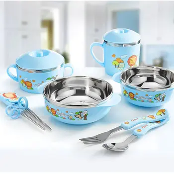 

Children Cartoon Bowl Spoon Chopsticks Set Baby Eating 304 Stainless Steel Heat Preservation Tableware