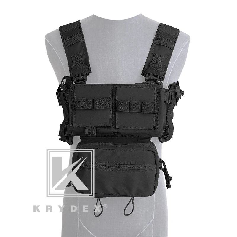 

KRYDEX BlacK MK3 Tactical Chest Rig Mini Spiritus Airsoft Hunting Vest Ranger Military Tactical Carrier Vest with Magazine Pouch