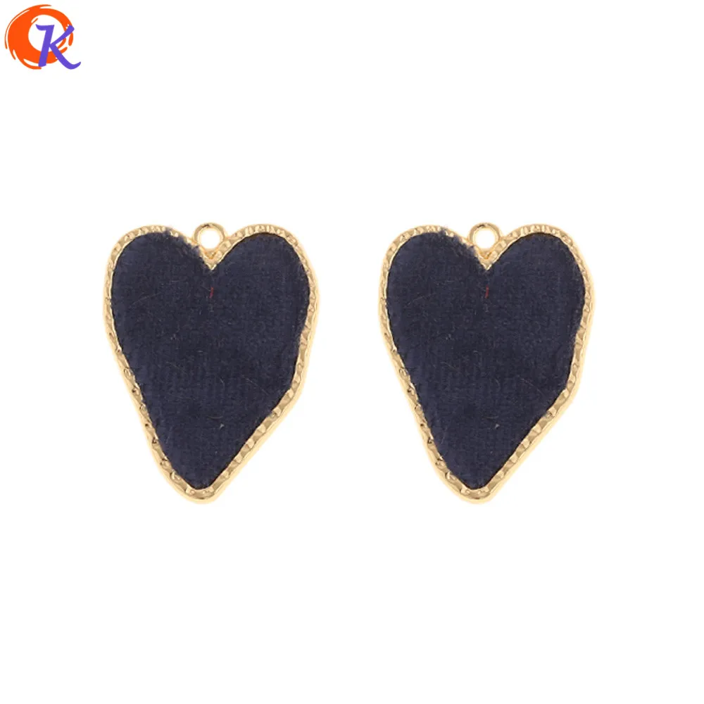 Сердечный Дизайн 50 шт 25*32 мм ювелирные аксессуары/ручная работа/DIY Изготовление/ткань эффект/неправильной формы/амулеты/застежки для сережек - Цвет: Royal Blue