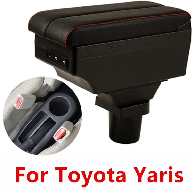 For Toyota Yaris Vitz Armrest Box Double Layer With Usb Interface