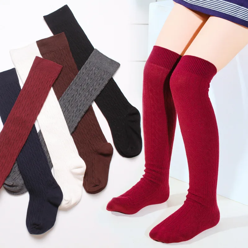 

Children's Combed Cotton Boy Girl Over Knee Sock Student High Stockings Solid Color Spring Autumn Kids Legwarmer Freeshippingi