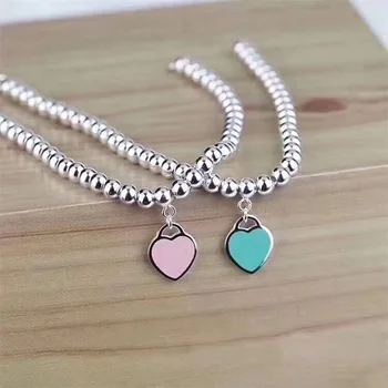 

TSHOU381 women romantic heart S925 sterling silver round tiff 925 LOVE necklace bracelet
