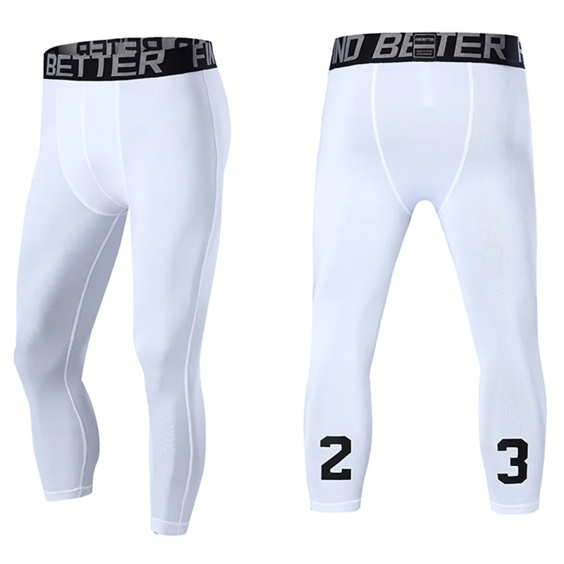 number:23 Men&rsquo;s 3/4 Compression Pants Dry Cool Sports Baselayer Running Workout Active Tights Leggings Compression Sportswear
