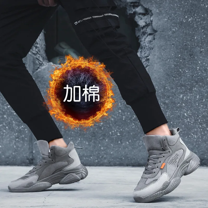 Зимняя новая стильная мужская обувь zhong gao bang Повседневная универсальная спортивная обувь с хлопчатобумажными стельками в стиле ретро