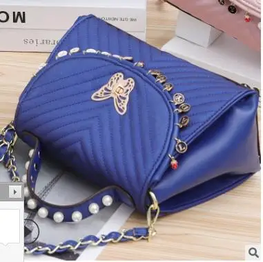 Дамская сумка женская сумка почтальон жемчужная подвеска металлическая цепь с плетением «бабочка» кожаная дизайнерская Роскошная известный бренд Bolsos - Цвет: 5