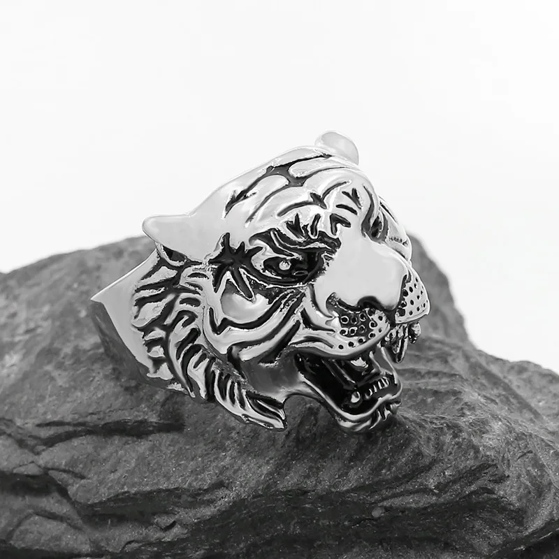 Размер 7-13 тигровый король кольцо 316L из нержавеющей стали ювелирные изделия мужские Мальчики животное тигр кольцо мужские модные кольца оптом