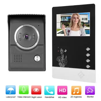 

4.3in HD TFT Color Video Intercom Wired Smart Doorbell Wall Hanging Mounted Security Camera Monitor Infrared Night View Doorbell