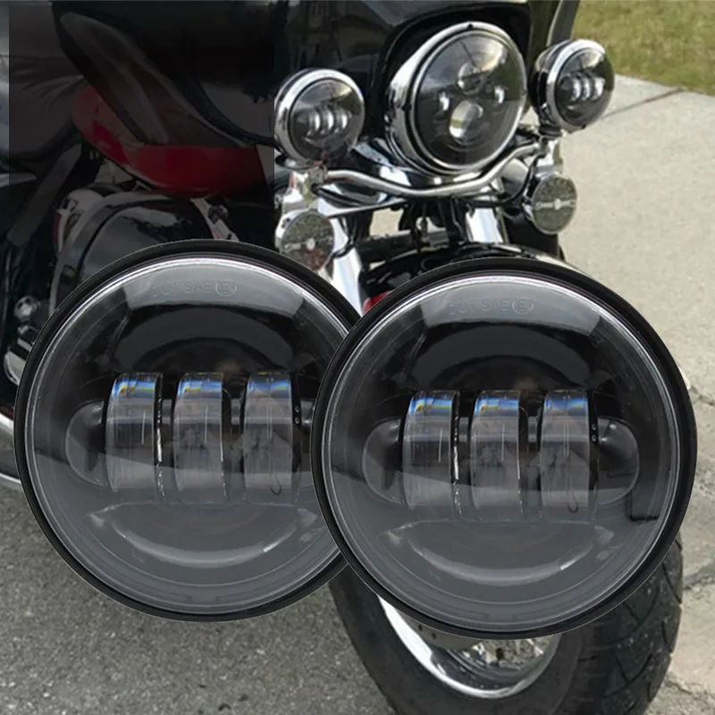 4," мотоциклетные светодиодные вспомогательные Противотуманные фары с 4,5 дюймовым корпусом ковша и монтажными кронштейнами для Harley Street Glide
