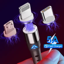 Câble Micro USB/type c magnétique pour recharge rapide, cordon de chargeur aimanté pour téléphone portable, compatible avec iPhone 12, Xiaomi et Android 