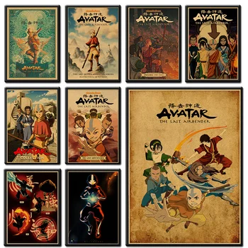 

Hot Avatar The Last Airbender Aang Katara Cartoon Kraft posters And Print Wall Painting Wall Picture For Living Room Home Decor