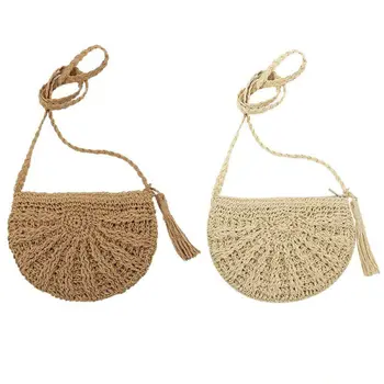 

Women Ladies Shoulder Bag Straw Rattan HandBag Crossbody Bag Fashion Casual Boho Multifunction Girl Beach Vacation Travel Purses