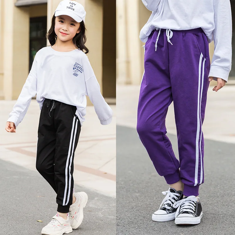 

Nine Que Spring And Autumn Childrenswear Children Long Pants Pure Cotton BOY'S Loose-Fit Baby Base Side Stripes Girls Sports Pan