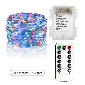 

10.3M 100 LED Copper wire lamp remote control light For Christmas Halloween Home Party Decoration Colorful LED Light LED Strip
