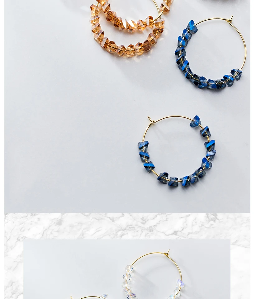 New Fashion Crystal Beads Big Circle Hoop Earrings 925 Sterling Silver Earring For Women Bohemian Wedding Engagement Jewelry (11)