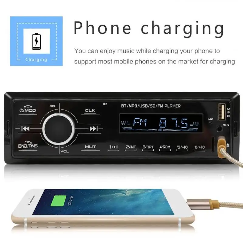 Автомобильный Bluetooth MP3-плеер Dual USB AUX BT 2,4 Аудиомагнитола автомобильное зарядное устройство