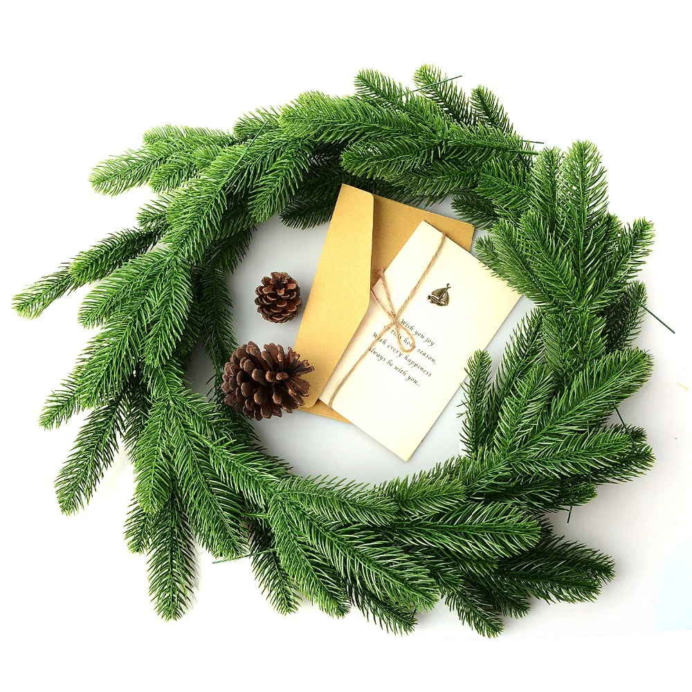 

50pcs Artificial Pine Tree Branches Plastic Pine Leaves For Christmas Party Decoration Faux Foliage Fake Flower DIY Craft Wreath