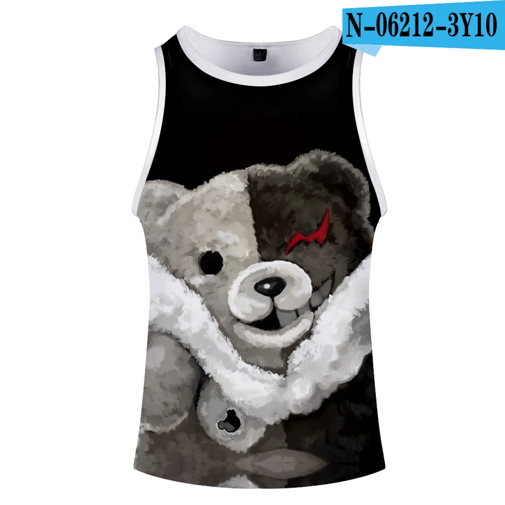 Monokuma жилет Топ уличный стиль Мода Лето Без Рукавов бег печати Новинка Топ Роскошный Harajuku Hokage - Цвет: 2