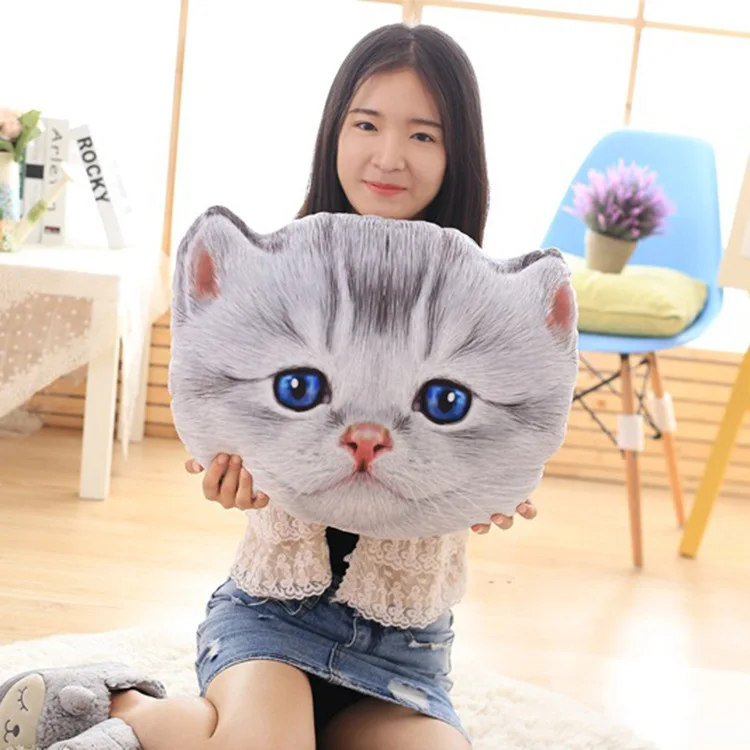 Подушка для домашнего дивана с изображением животных кошек, короткая плюшевая подушка для автомобиля