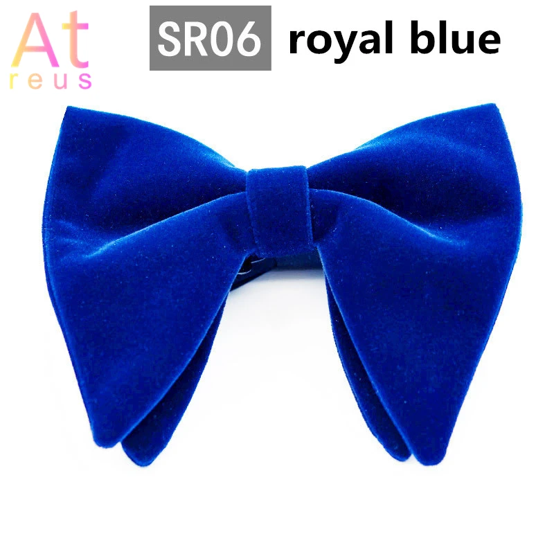 B royal blue Зимние Бархатные галстуки-бабочки с большим бантом для женщин и мужчин, Свадебный галстук-бабочка для жениха, обтягивающие однотонные галстуки-бабочки с роговым принтом, галстуки с бантом, официальная одежда, аксессуары - Цвет: B royal blue