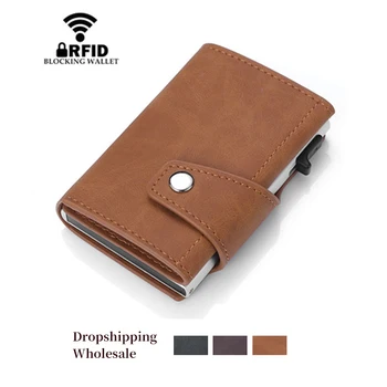 

Genuine Leather Men Wallet RFID Blocking Protection Card Holder Hasp Bifold Mini Wallet Male Magic Wallet Money Bag Card Case