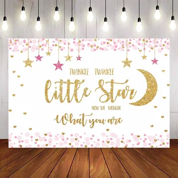 

Twinkle Twinkle little star backdrop Pink Glitter stars background for photo studio newborn baby shower party decoration prop