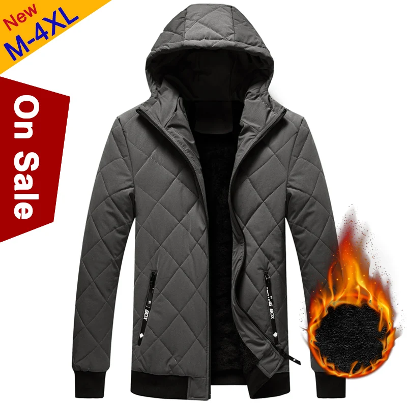 

2019 Winter Fleece Warm Jacket Coats Men Hooded Male Coat Jackets Parka Thick Thermal Quality Outerwears New Year Gift Clothing