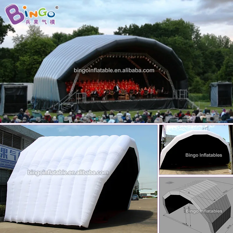 

Hot sale hand-made 10x5x6mh inflatable black and white stage tent/customized inflatable booth