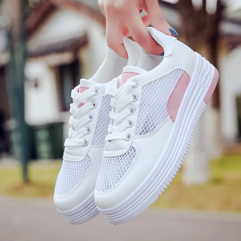 

2019 Hot Sale Autumn Fashion Women Casual Shoes Leather Platform Shoes Women Sneakers Ladies White Trainers