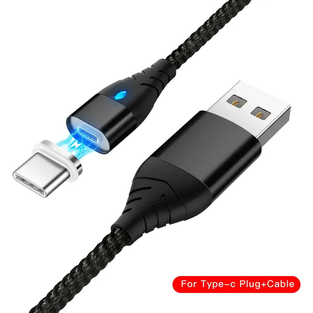 Магнитный кабель Robotsky 3A Micro usb type C, супер быстрый зарядный кабель для мобильного телефона type-C, магнитное зарядное устройство для samsung huawei - Цвет: black for type c