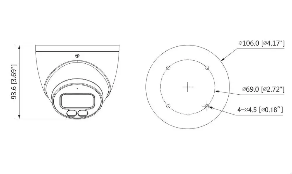 Dahua ip-камера IPC-HDW5442TM-AS-LED 4 МП полноцветная WDR Eyeball AI сетевая камера starlight Поддержка POE Встроенный микрофон