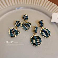 

2022new 925 silver needle luxury wave stripe love Circle Earrings exquisite Retro Blue earrings earrings Wedding Jewelry Pendant