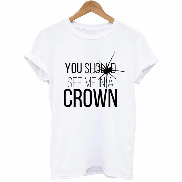 

Spider Print Crown Letter T Shirt Women Short Sleeve O Neck Loose Tshirt 2020 Summer Women Tee Shirt Tops Camisetas Mujer