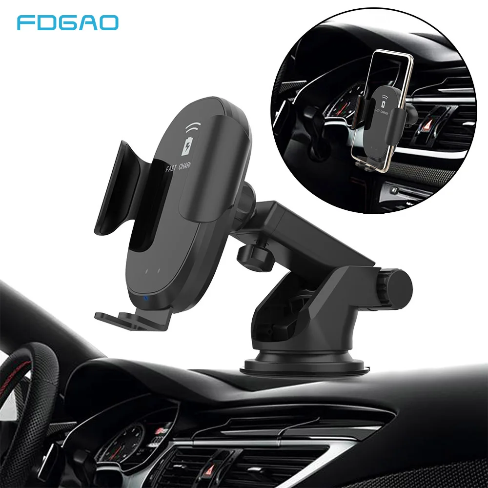 

Automatic Clamping Car Mount Qi Wireless Charger For iPhone XS XR X 8 10W Fast Charging Phone Holder Stand for Samsung S10 S9 S8