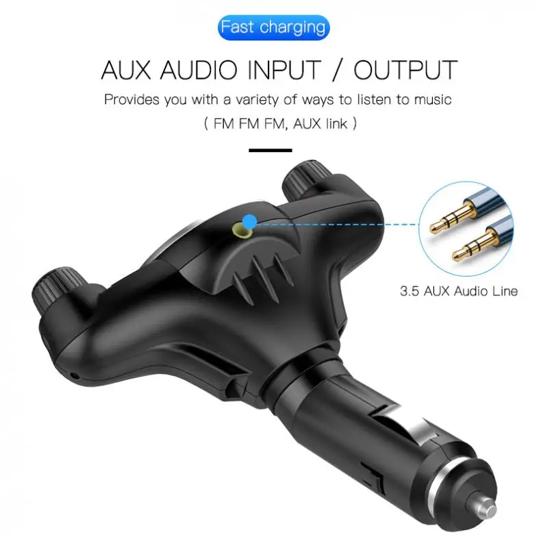 Автомобильный комплект с двумя USB Bluetooth, fm-передатчик, громкая связь, аудио, Автомобильный MP3-плеер, беспроводной fm-модулятор с ЖК-дисплеем, быстрая зарядка