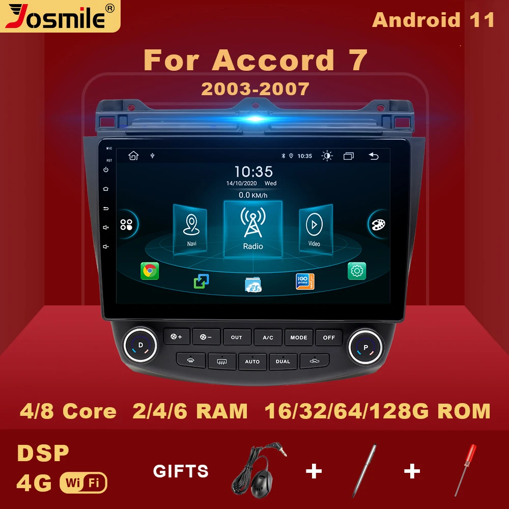 Автомобильный мультимедийный плеер Josmile 2 din Android 11 для Honda Accord 7 2003-2008