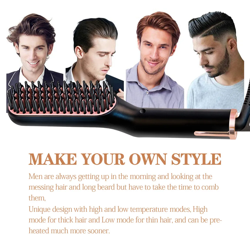 Alisamento de Cabelo Modelador de Cabelo Escova de Cabelo Ferro Barba Grooming Alisamento Escova Homem Alisador Estilo Profissional Pente Quente 7 Computers & Electronics